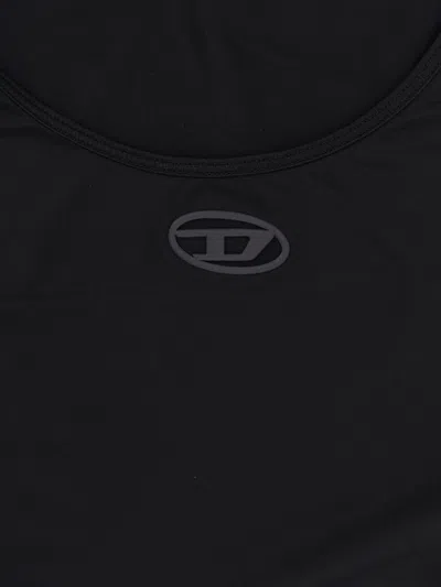 Diesel Angelina-utlt Logo-detail Bodysuit In Black