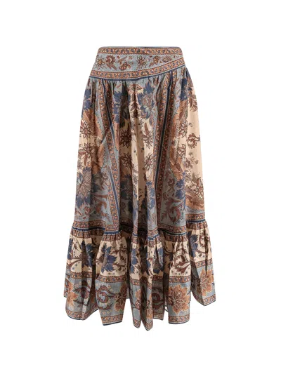 Zimmermann Ascension Printed Silk Skirt In Multi