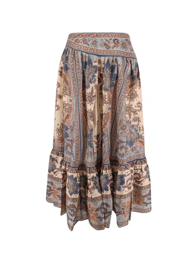 Zimmermann Ascension Printed Silk Skirt In Multi