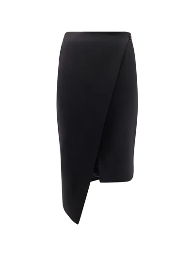 Elisabetta Franchi Viscose And Wool Skirt With Asymmetrical Design In Black