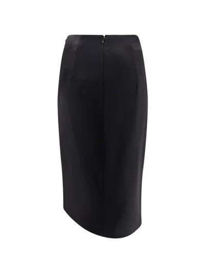 Elisabetta Franchi Viscose And Wool Skirt With Asymmetrical Design In Black