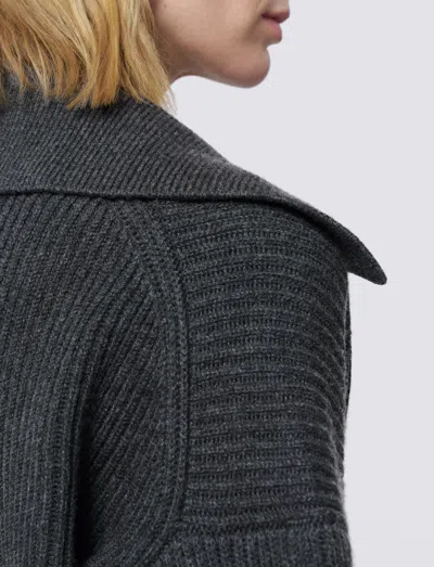 Joseph Light Cardigan Stitch Open Neck Jumper In Gray