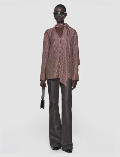 Joseph Adele Printed Silk Blend Blouse In Brown