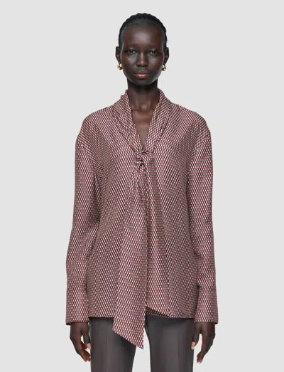 Joseph Adele Printed Silk Blend Blouse In Brown