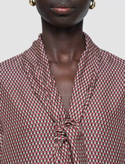 Joseph Adele Printed Silk Blend Blouse In Brown