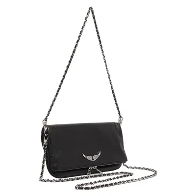 Zadig & Voltaire Rock Nano Studded Leather Shoulder Bag In Black