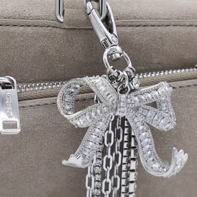 Self-portrait Baguette Shoulder Bag In Suede With Dual Handles