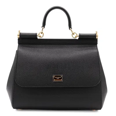 Dolce & Gabbana Black Handbag With Adjustable And Removable Shoulder Strap And Logo Plaque On The Front In Grained L