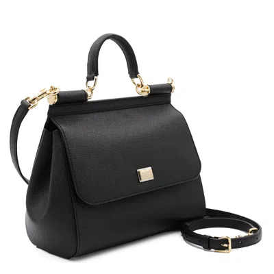 Dolce & Gabbana Black Handbag With Adjustable And Removable Shoulder Strap And Logo Plaque On The Front In Grained L