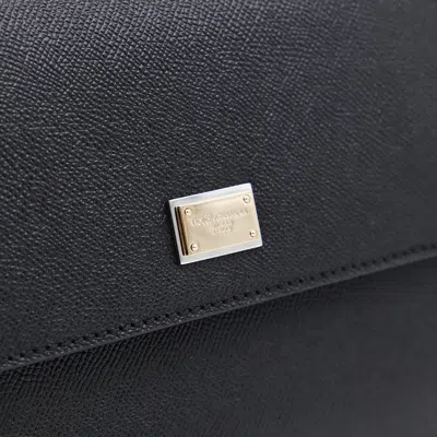 Dolce & Gabbana Black Handbag With Adjustable And Removable Shoulder Strap And Logo Plaque On The Front In Grained L