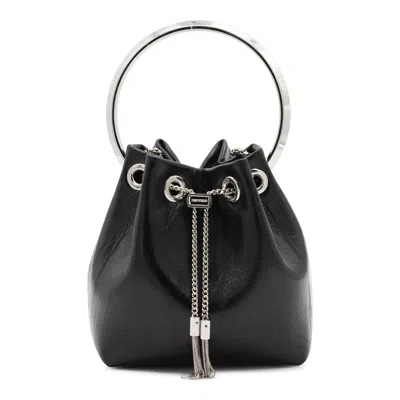 Jimmy Choo Eyelet Chain Bucket Bag With Metallic Handle