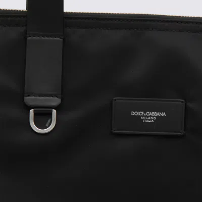 Dolce & Gabbana Zippered Tote Bag With Leather Handles In Black