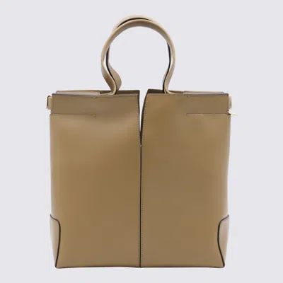 Tod's Rectangular Top Handles Contrast Stitching Tote Bag In Brown