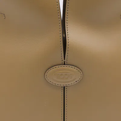 Tod's Rectangular Top Handles Contrast Stitching Tote Bag In Brown