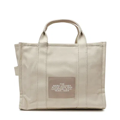 Marc Jacobs Structured Beige Tote Bag With Dual Handles And Bold Branding In Nude