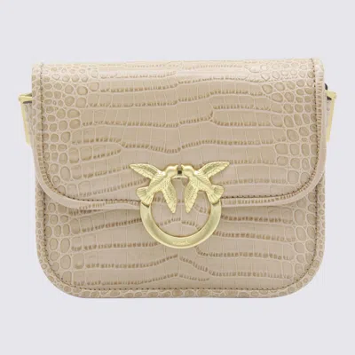 Pinko Beige Leather Crossbody Bag