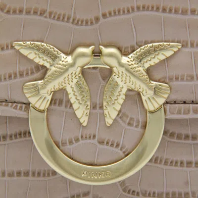 Pinko Beige Leather Crossbody Bag