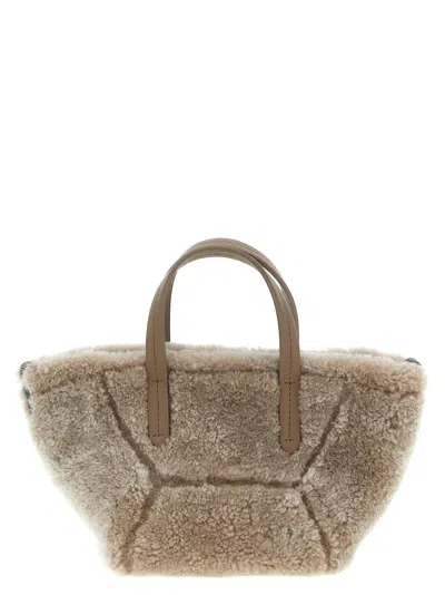 Brunello Cucinelli 'bc Duo' Mini Handbag In Gray