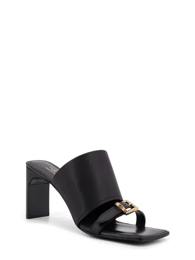 Balenciaga Bel Air Leather Sandals In Black