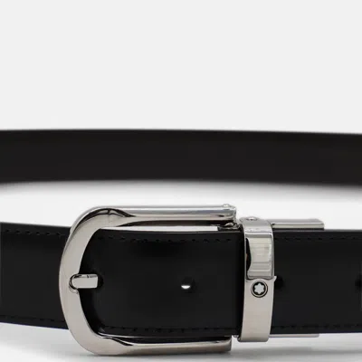 Montblanc Adjustable Belts With Silver Buckle Smooth Finish
