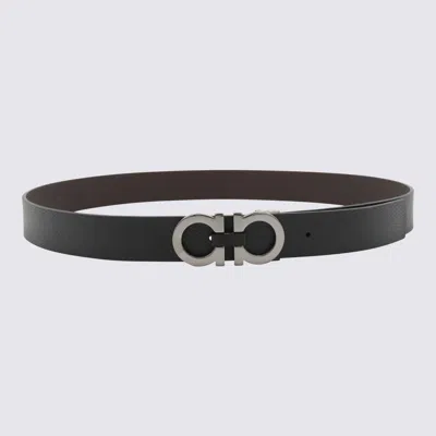 Ferragamo Reversible Gancini Leather Belt In Black
