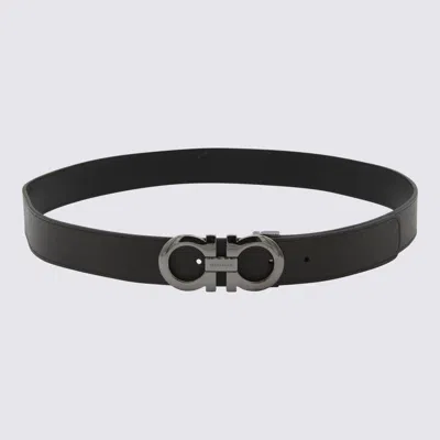 Ferragamo Men Gancini Adjustable And Reversible Belt In Black