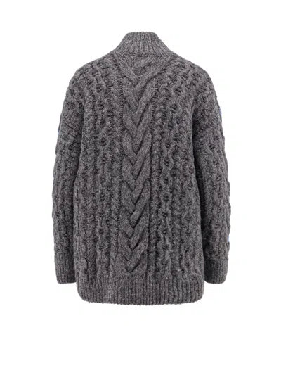 Stella Mccartney Two-tone Cable Knit Oversized Sweater In Blue