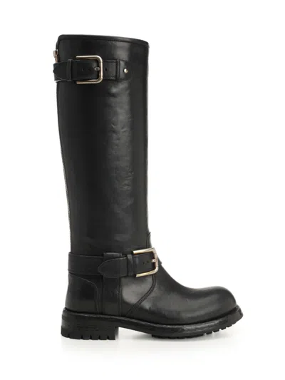 Dolce & Gabbana Buckle Lug Mid-calf Round Toe Boots