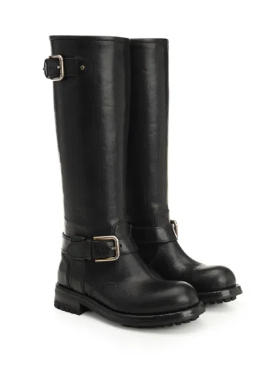 Dolce & Gabbana Buckle Lug Mid-calf Round Toe Boots