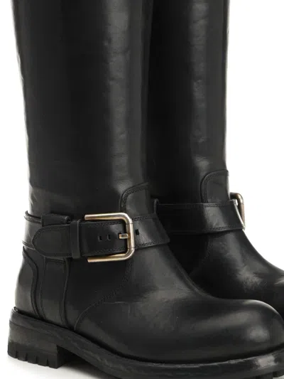 Dolce & Gabbana Buckle Lug Mid-calf Round Toe Boots