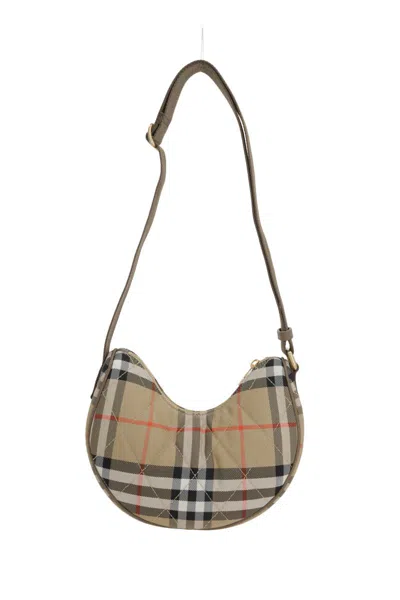Burberry Horseshoe Check Quilted Canvas Hobo Bag In Nude