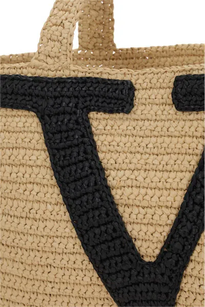 Valentino Borsa Shopping Viva Superstar Grande In Rafia Donna In Black