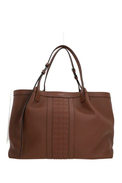 Serapian Secret Textured-leather Tote In Brown