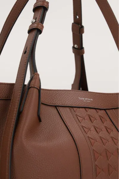Serapian Secret Textured-leather Tote In Brown