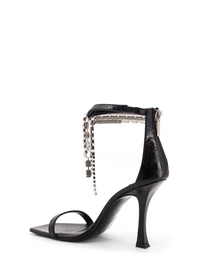Jimmy Choo Black Vintage Leather Sandals With Crystals Detail In Black