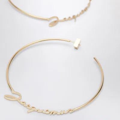 Jacquemus Gold Hoop Earrings With Logo In Gold