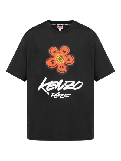 Kenzo Futura Logo Cotton T-shirt In Black