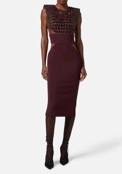 Elisabetta Franchi Sequin-embellished Midi Dress In Burgundy