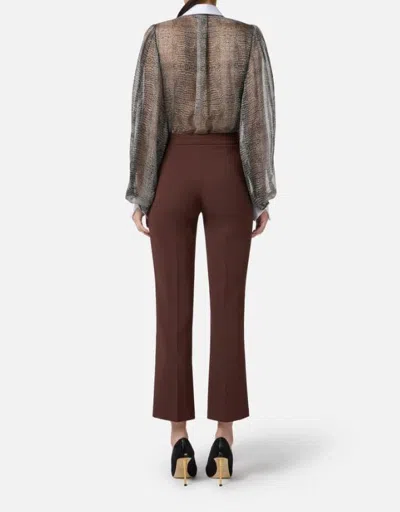 Elisabetta Franchi Silk Bodysuit With Delicate Reptile Scale Pattern In Black