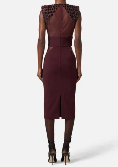 Elisabetta Franchi Sequin-embellished Midi Dress In Burgundy