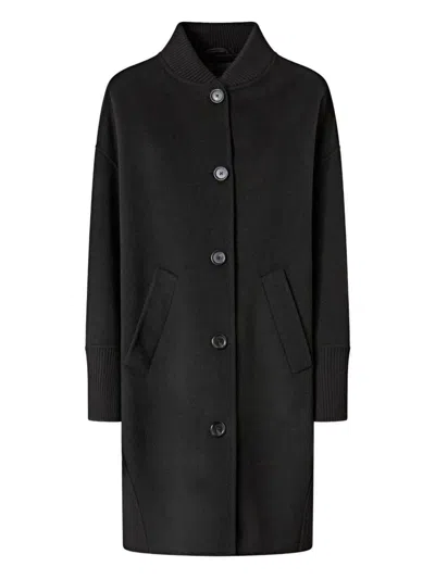 Pinko Long Double Cloth Coat In Black