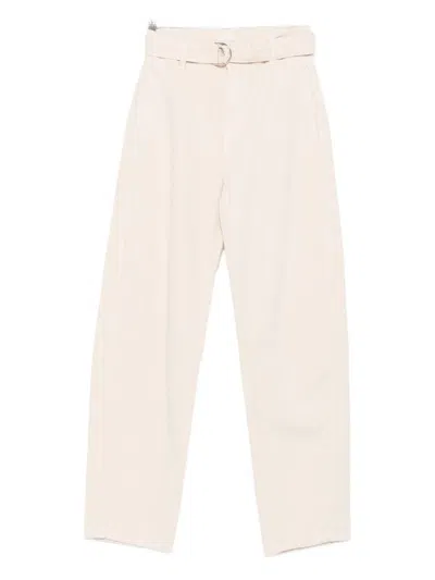 Liu •jo Belted Straight-leg Jeans In Neutral