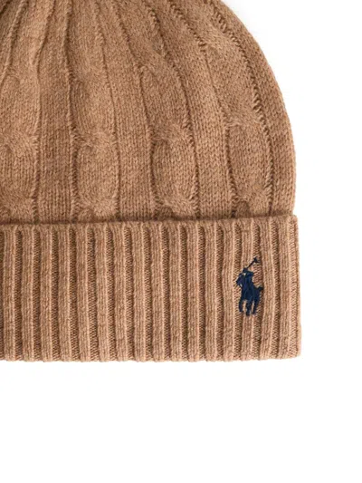 Polo Ralph Lauren Beige Wool Blend Beanie In Gold