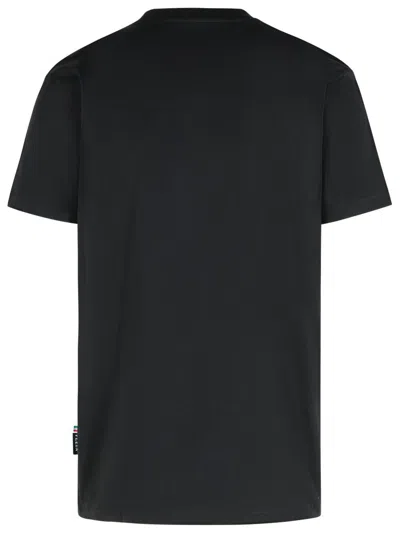 Philipp Plein Ribbed Crew Neck T-shirt With Logo Patch And Chest Print In Black