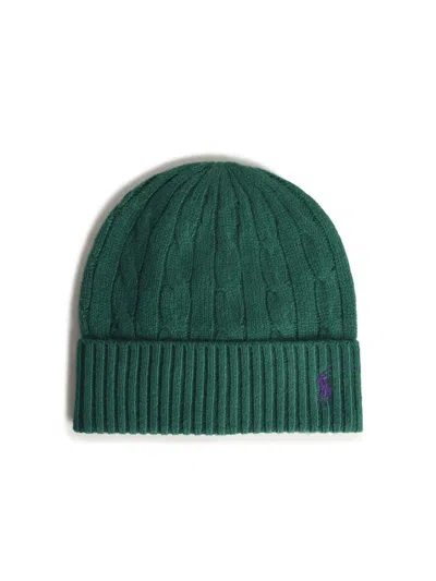 Polo Ralph Lauren Green Wool Blend Beanie In Green