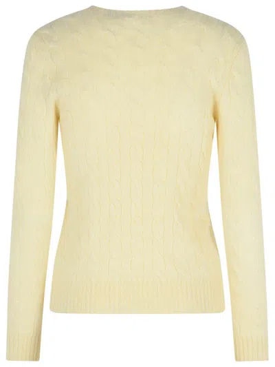 Polo Ralph Lauren Classic Cable Knit Sweater With Round Neckline And Ribbed Details In Neutral