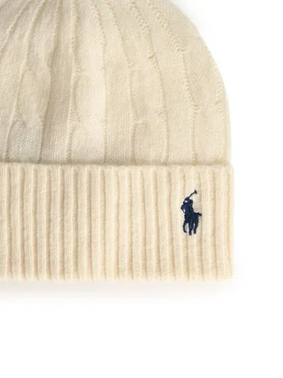 Polo Ralph Lauren Ivory Wool Blend Beanie In White