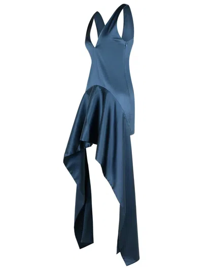 Jw Anderson Mens Steel Blue V-neck Panels Stretch-woven Mini Dress In Blue