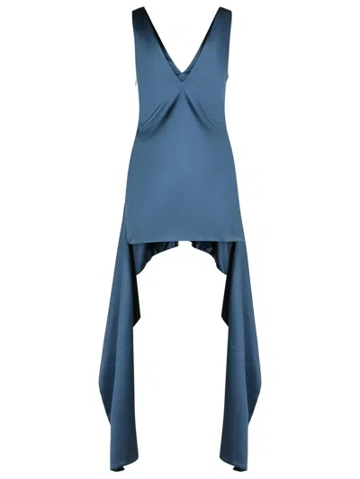 Jw Anderson Mens Steel Blue V-neck Panels Stretch-woven Mini Dress In Blue