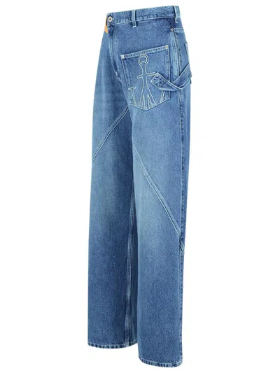 Jw Anderson Twisted Midrise Workwear Boyfriend Jeans In Blue
